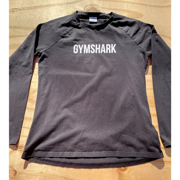 GYM SHARK Long Sleeve Crew Neck Logo Tee GML T4228 Men's Black Size Medium - Picture 2 of 5